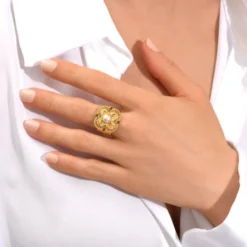 Clearance Positano adjustable ring - grey mother-of-pearl Bagues Ajustables