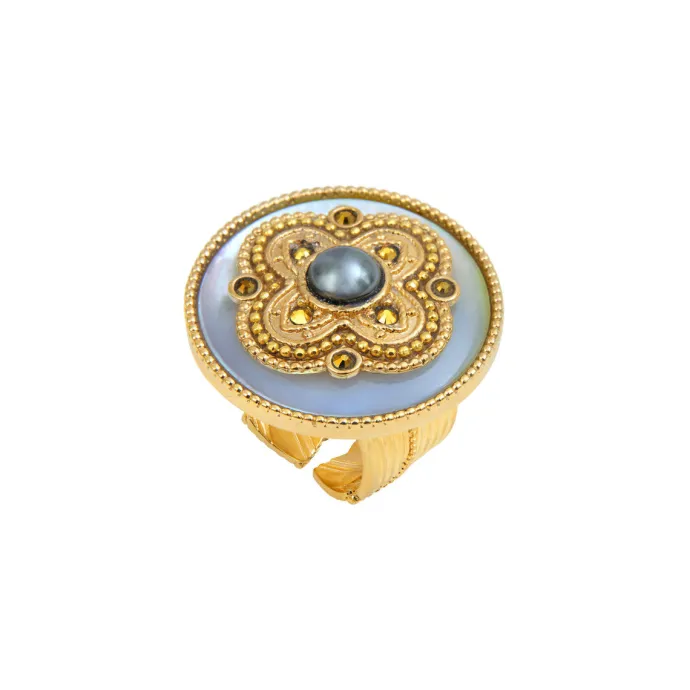 Sale Positano Adjustable Wide Ring - White Bagues Grandes Tailles