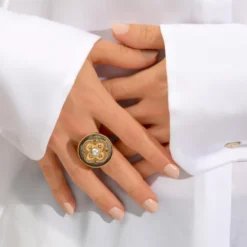 New Positano adjustable wide ring - grey mother-of-pearl Bagues Grandes Tailles