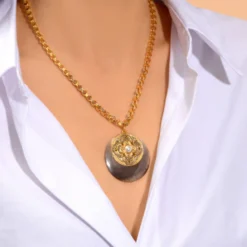 Clearance Positano chain necklace - grey mother-of-pearl Sautoirs & Colliers Longs