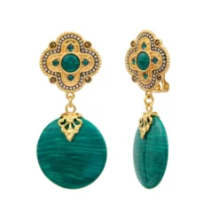 Outlet Positano clip-on drop earrings - green Clips|Longues / Pendantes