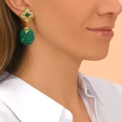 Outlet Positano clip-on drop earrings - green Clips|Longues / Pendantes