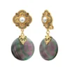 Sale Positano clip-on drop earrings - grey mother-of-pearl Clips|Longues / Pendantes
