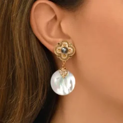 Discount Positano clip-on drop earrings - white Clips|Longues / Pendantes