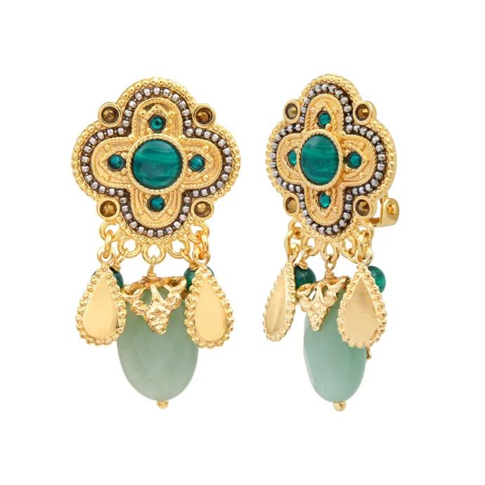 Clearance Positano clip-on earrings - green Clips