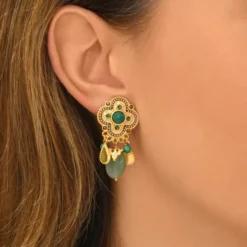 Clearance Positano clip-on earrings - green Clips