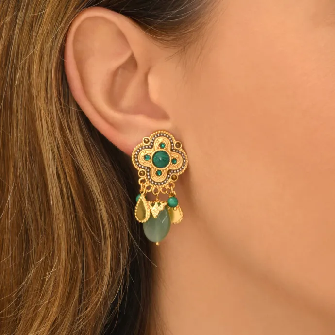 Clearance Positano clip-on earrings - green Clips