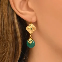 Best Positano dangling sleeper earrings - green Dormeuses|Longues / Pendantes
