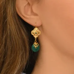 Best Positano dangling sleeper earrings - green Dormeuses|Longues / Pendantes