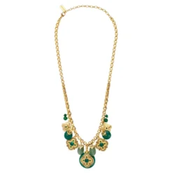 Positano medallion chain necklace - green Sautoirs & Colliers Longs|Pendentifs Et Médailles