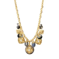 Online Positano medallion chain necklace - grey mother-of-pearl Sautoirs & Colliers Longs|Pendentifs Et Médailles