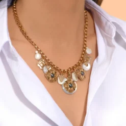 Outlet Positano medallion chain necklace - white Sautoirs & Colliers Longs|Pendentifs Et Médailles