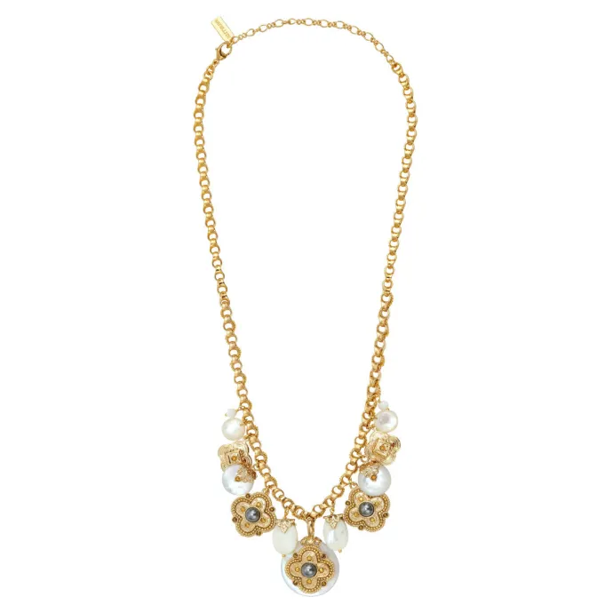 Outlet Positano medallion chain necklace - white Sautoirs & Colliers Longs|Pendentifs Et Médailles