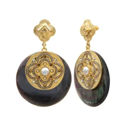 Hot Positano pierced stud earrings - grey mother-of-pearl Percées / Tiges