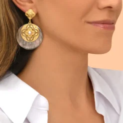 Hot Positano pierced stud earrings - grey mother-of-pearl Percées / Tiges