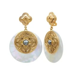 Discount Positano round clip-on earrings - white Clips