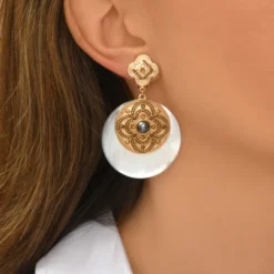 Discount Positano round clip-on earrings - white Clips
