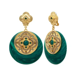 Clearance Positano round clip-on earrings - green Clips
