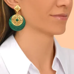 Clearance Positano round clip-on earrings - green Clips