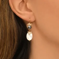 New Positano sleeper earrings - white mother-of-pearl Dormeuses