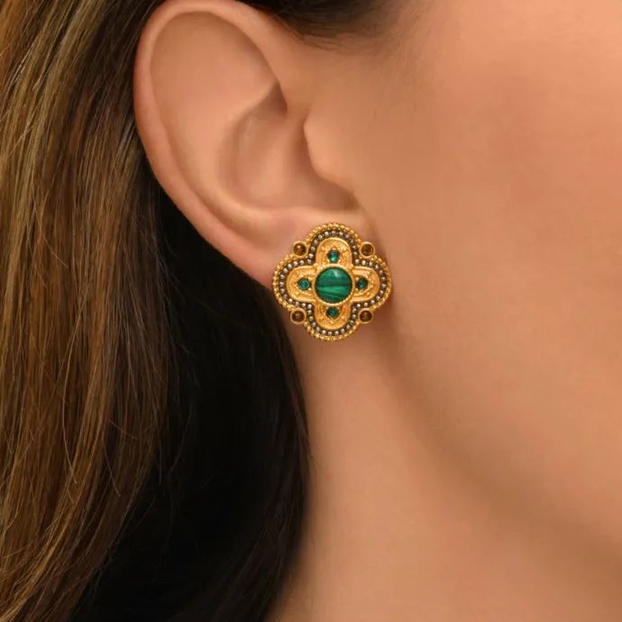 Best Positano thin clip-on earrings - green Clips
