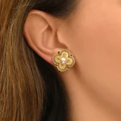 Discount Positano thin clip-on earrings - grey mother-of-pearl Clips