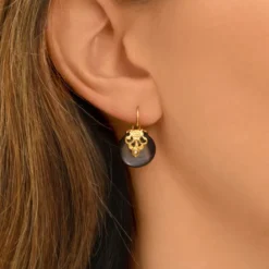 Online Positano thin sleeper earrings - grey mother-of-pearl Dormeuses
