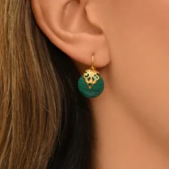 Outlet Positano thin sleeper earrings - green Dormeuses