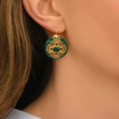 Online Positano thin sleeper earrings - green Dormeuses