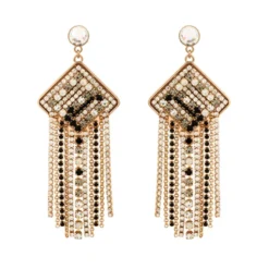 Discount Precious Black Pierced Stud Drop Earrings Percées / Tiges|Longues / Pendantes