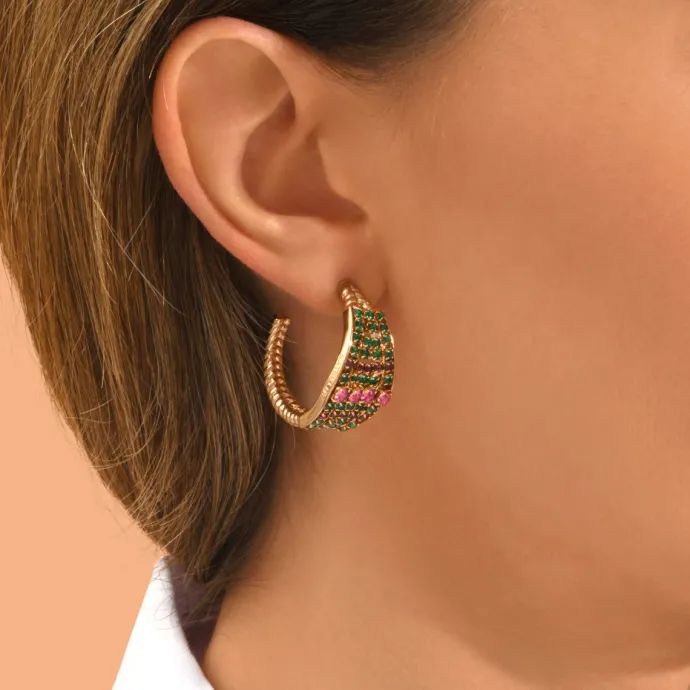 Best Precious hoop earrings - green and purple Créoles