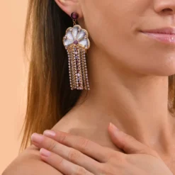 New Precious pierced stud drop earrings - violet Percées / Tiges|Longues / Pendantes