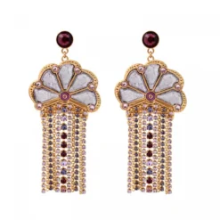 New Precious pierced stud drop earrings - violet Percées / Tiges|Longues / Pendantes