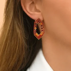 Online Precious pierced stud earrings - red Percées / Tiges