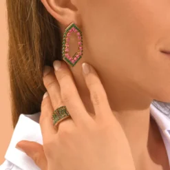 Sale Precious pierced stud earrings - green and purple Percées / Tiges
