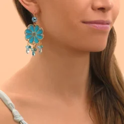 Precious sleeper earrings - turquoise Dormeuses