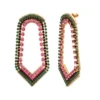 Outlet Precious wide stud earrings - green and pink Percées / Tiges