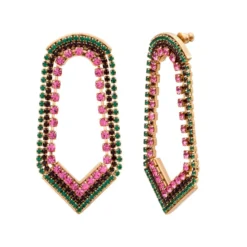 Outlet Precious wide stud earrings - green and pink Percées / Tiges