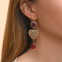New Prestige sleeper earrings - red Dormeuses