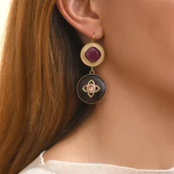 Best Prestige thin sleeper earrings - red Dormeuses