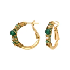 Best Salina hoop earrings - green agate Créoles