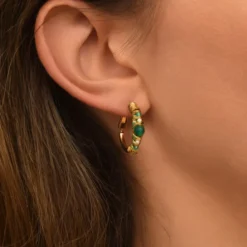Best Salina hoop earrings - green agate Créoles