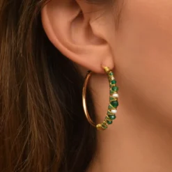 Discount Salina hoop earrings - green agate Créoles