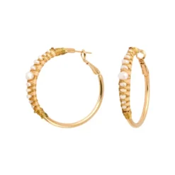 Online Salina hoop earrings - white pearl Créoles