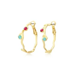 New Small Océane hoop earrings – turquoise and red Créoles