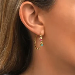 New Small Océane hoop earrings – turquoise and red Créoles