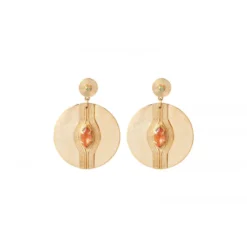 Sun-shaped pierced stud earrings - orange Percées / Tiges