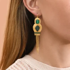 Clearance Sun sleeper drop earrings - green Dormeuses|Longues / Pendantes