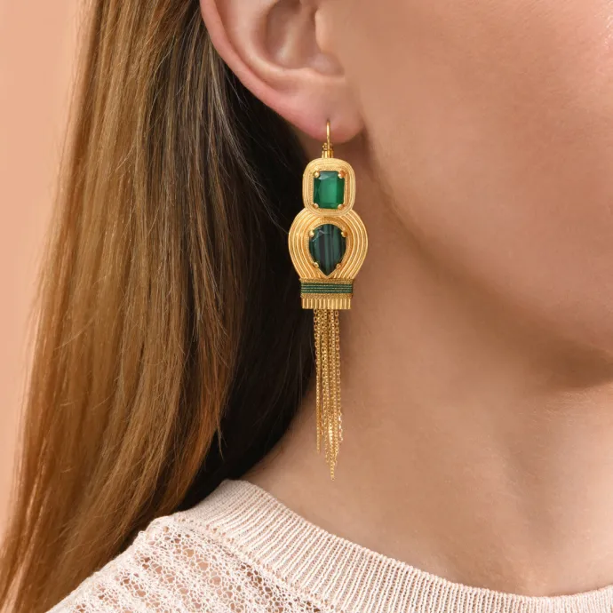 Clearance Sun sleeper drop earrings - green Dormeuses|Longues / Pendantes