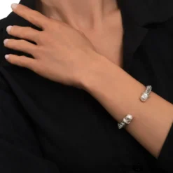 Sale Tess Adjustable Bangle Bracelet - Silver Joncs